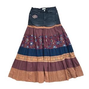 Bohme Reworked Handmade Denim Maxi Skirt Boho Women’s size medium